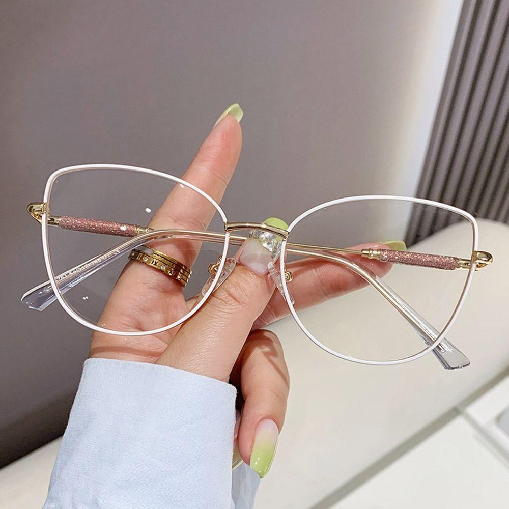 Металлическая оправа для очков 'Кошачий глаз' с защитой от синего света, компьютерные очки с защитой от синего света, поддержка для оптических линз для женщин и мужчин