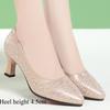 Champagne High Heels New Sequined Beaded Leather Shoes Spring and Autumn Women's Single Shoes