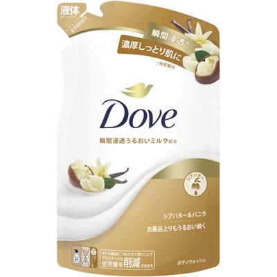 Dove Гель для душа с маслом ши и ванилью, сменный блок, 330 г, универсальное применение (Голубь) Инструкция по применению мыла для тела]-Жидкий тип. <How to refill the bottle>
