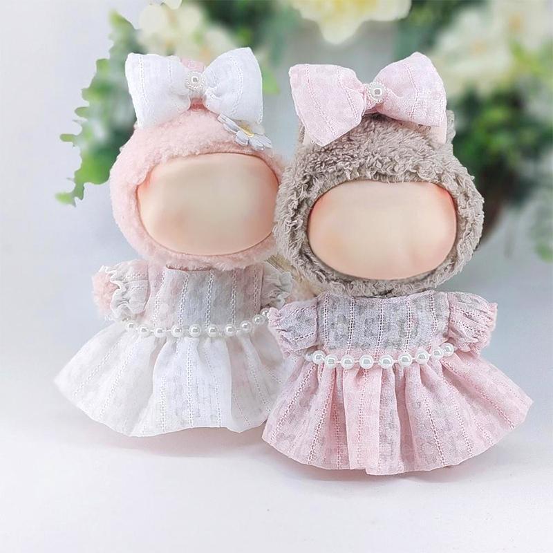 Handmade Fabric Princess Style Lantern Sleeve Solid Color Rhinestone Doll Costume Lolita Doll Dress Fashion Style 4 Styles