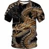 Мужская футболка с 3D-цифровой печатью и рисунком дракона, повседневная базовая рубашка и футболка с короткими рукавами