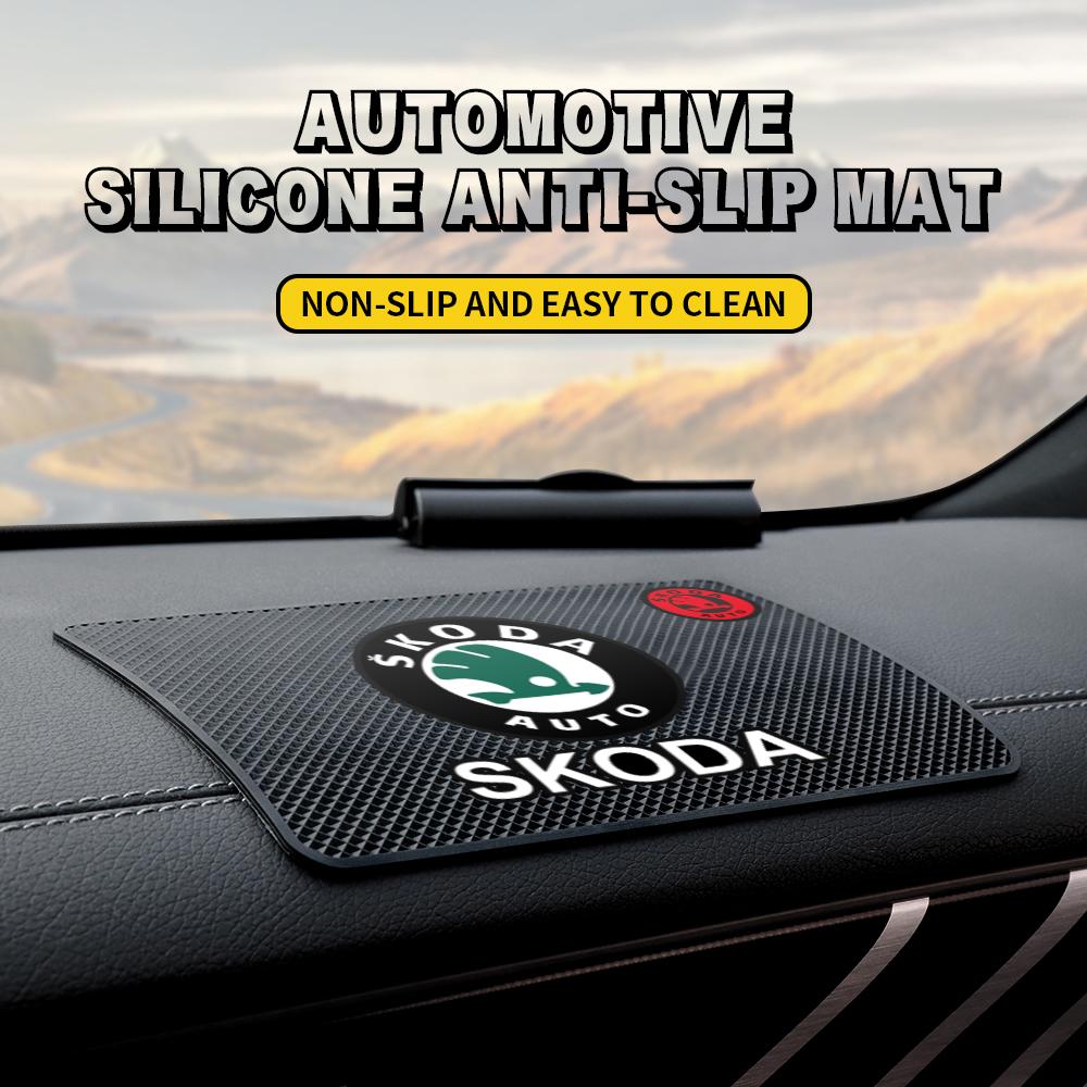 HGC2 1Pcs Car Ornament Non Slip Silicone Mat Car Interior Dashboard Phone Sticky Pad For Skoda Rapid Fabia Superb KAMIQ Octavia