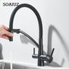 Filtered Kitchen Sink Faucets Purification Tap 360 Rotate Water Filter Tap For Kitchen 3 In 1 Purifier Vessel Sink Mixer