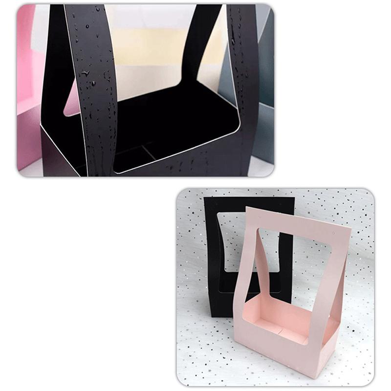 Двусторонняя водонепроницаемая крафт-бумага Портативная цветочная корзина с ручкой для букета в подарок