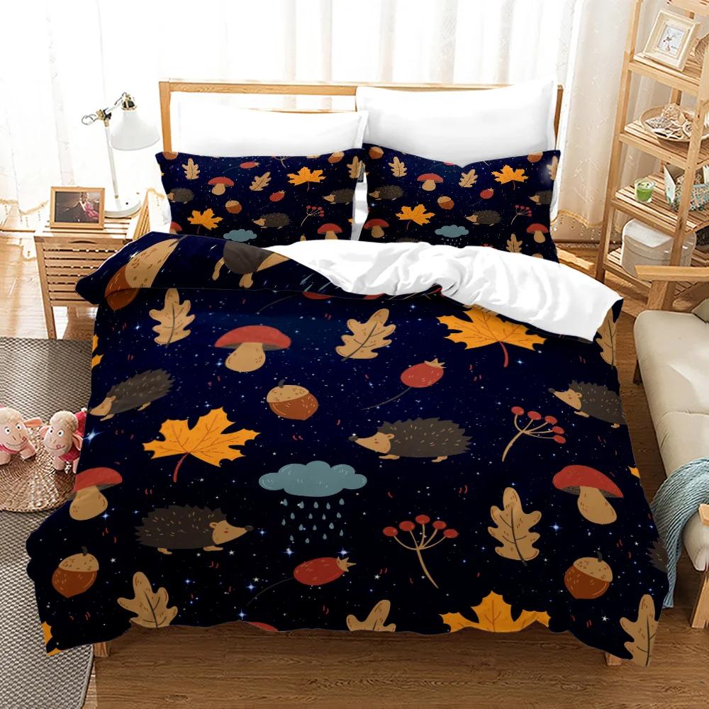 Комплект постельного белья с изображением 3D ёжика, комплект постельного белья Queen, мягкий комплект постельного белья, покрывало и наволочки для спальни Queen, детский домашний текстиль