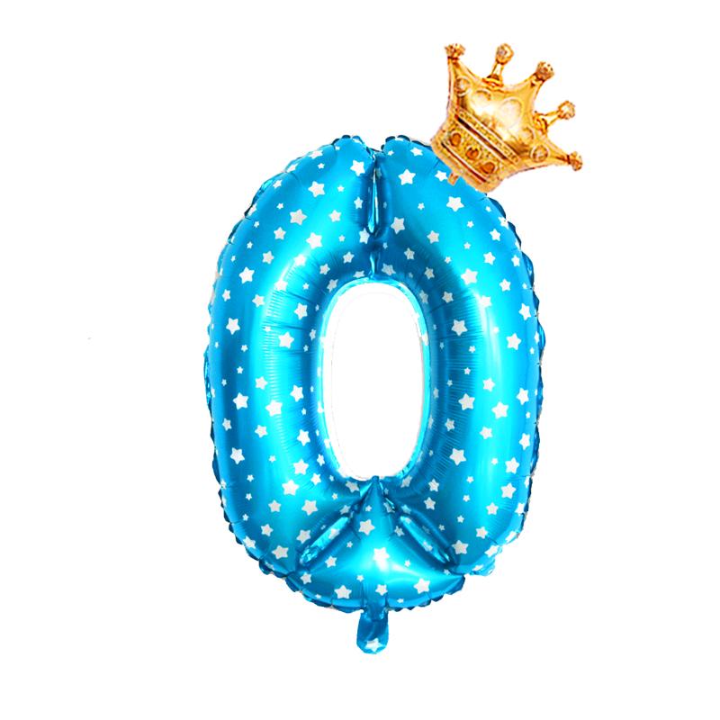 Корона 32-дюймовые воздушные шары из фольги с рисунком для детей 0-9 лет, синий шар для мальчика с днем ​​рождения, декор для детского душа