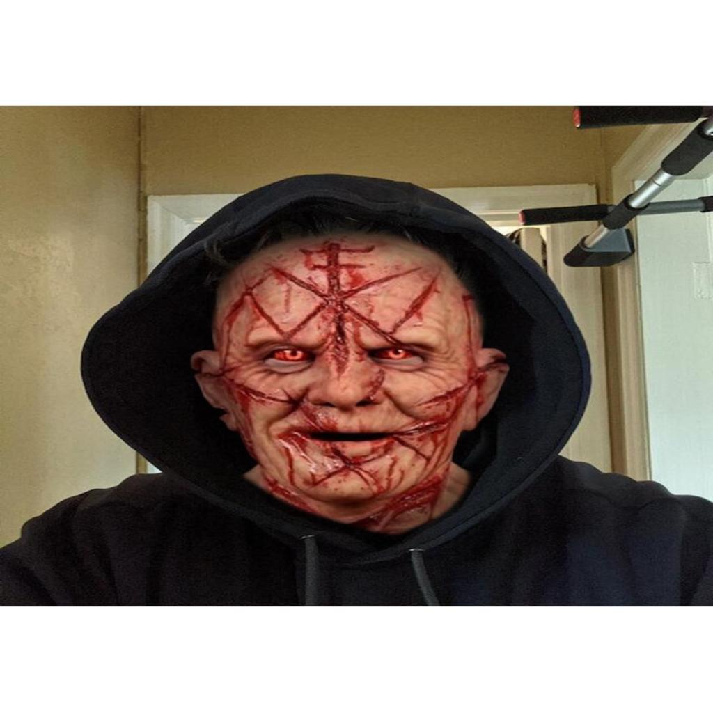Horror Movie Inspired 3D Realistic Latex Face Mask with Neck Detail for Halloween Cosplay
