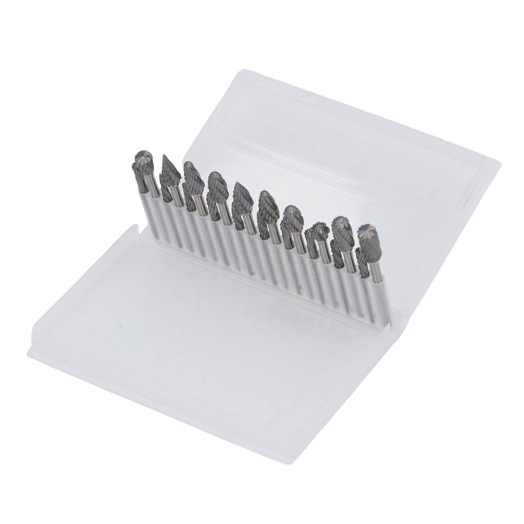 20 Pcs Double Cut Rotary Burr Set 1/8in Shank Tungsten Carbide with 2 Collets for Woodworking