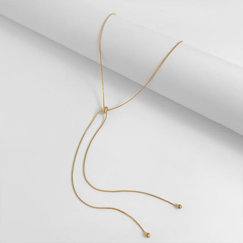 Korean Adjustable Stainless Steel Necklace for Women High Quality Design Gold Color Snake Chain Jewelry
