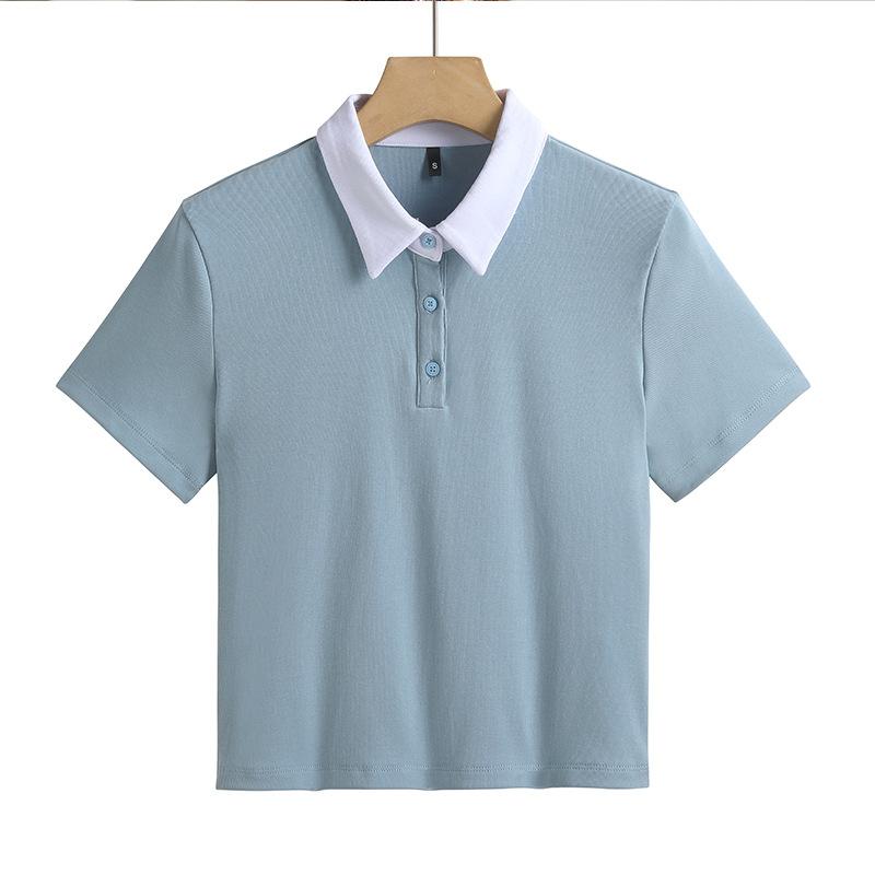 Женская короткая рубашка 3XLT, рубашка поло с коротким рукавом и высокой талией, короткая, тонкая, хлопковая, модная, сексуальная, женская, топ