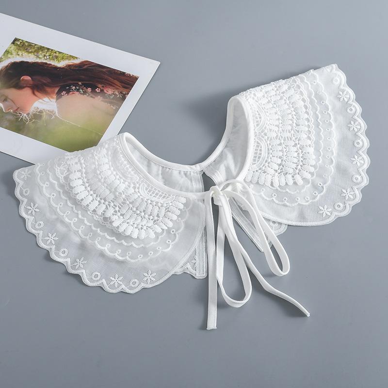 Fashion Women Girls Lolita Doll Shawl Fake Collar Embroidery Necklace Lapel Blouse Shoulder Wrap Short Capelet False Collar