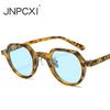 New Fashion Round Sunglasses Women Ocean Lens Leopard Blue Eyewear Men Trending Rivets Punk Sun Glasses