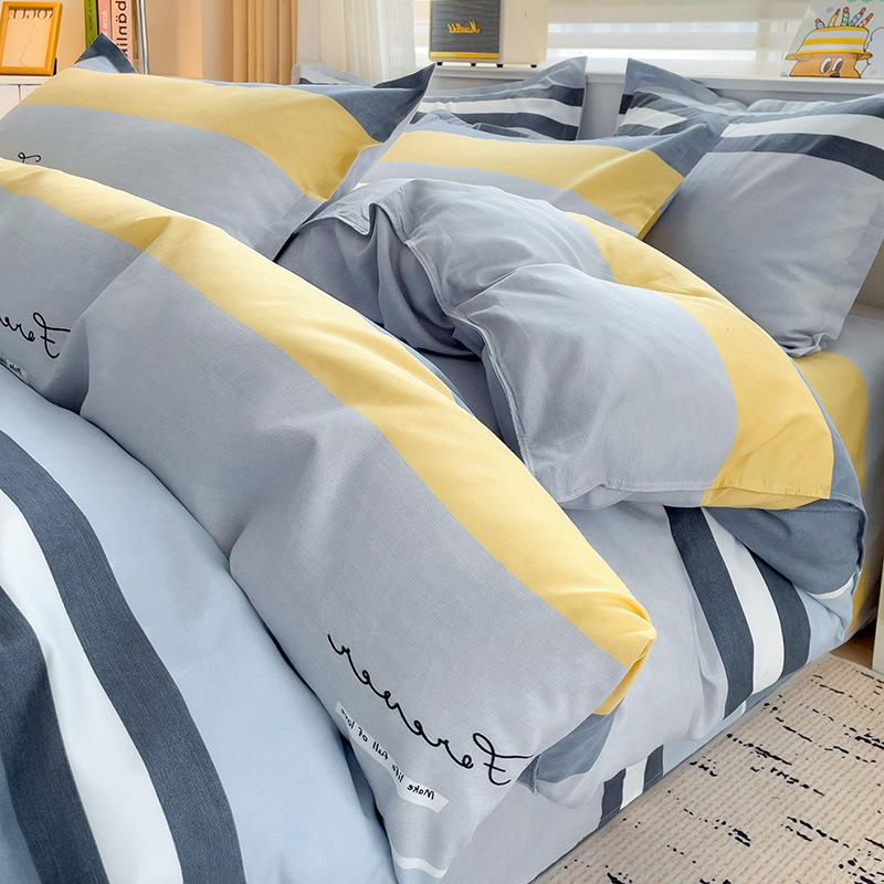 Thickened Skin-friendly Cotton Sheets Four-piece Quilt Cover Twill Sheets Cartoon Dormitory Three-piece Set