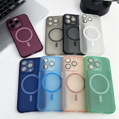 Матовый полупрозрачный чехол MagSafe для iPhone 16 15 pro max 14 Pro 13 11 12 Модная беспроводная зарядка противоударная задняя крышка