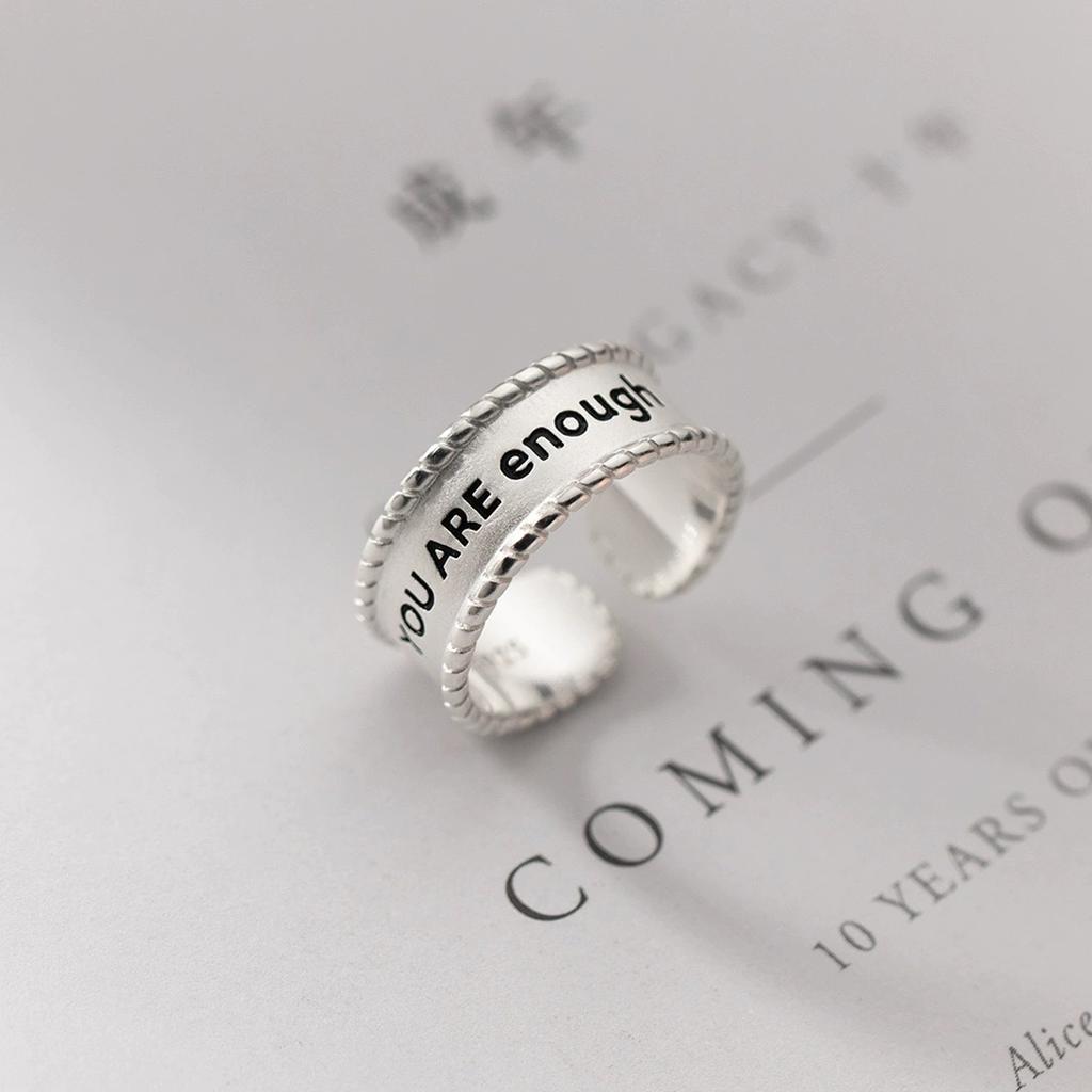 Кольцо Self-Discipline из стерлингового серебра S925 с широким лицом и персонализированной надписью для мужчин и женщин в корейском стиле, модные аксессуары для рук