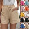 Women's Summer Casual High Waist Pocket Shorts Fashion Loose Beach Shorts Ladies Solid Shorts Plus Size