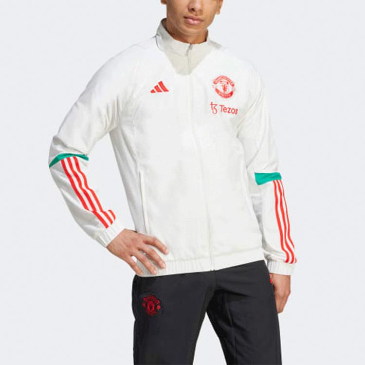 Adidas Manchester United Tiro 23 Presentation Jacket With High Collar And Zip Men Jacket White IA8485