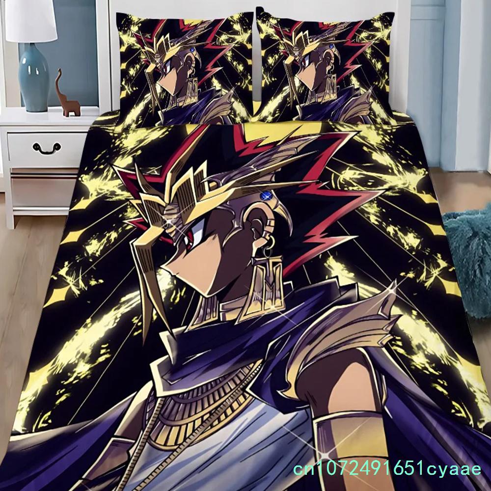 Пододеяльник Наволочка Yu-Gi-Oh Фараон Атем Комплект постельного белья Взрослый МальчикДевочка Украшение спальни Детский подарок Односпальный Двуспальный Большой размер
