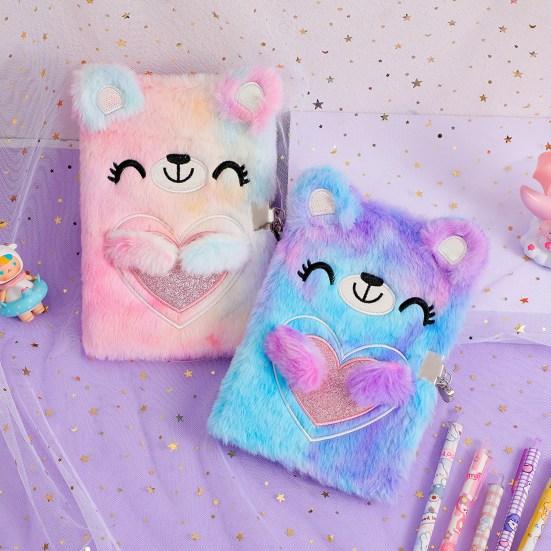 Writing Short Velvet Shell Practical A5 with Lock Teenager Girl Keep Diary Lockable Plush Notebook