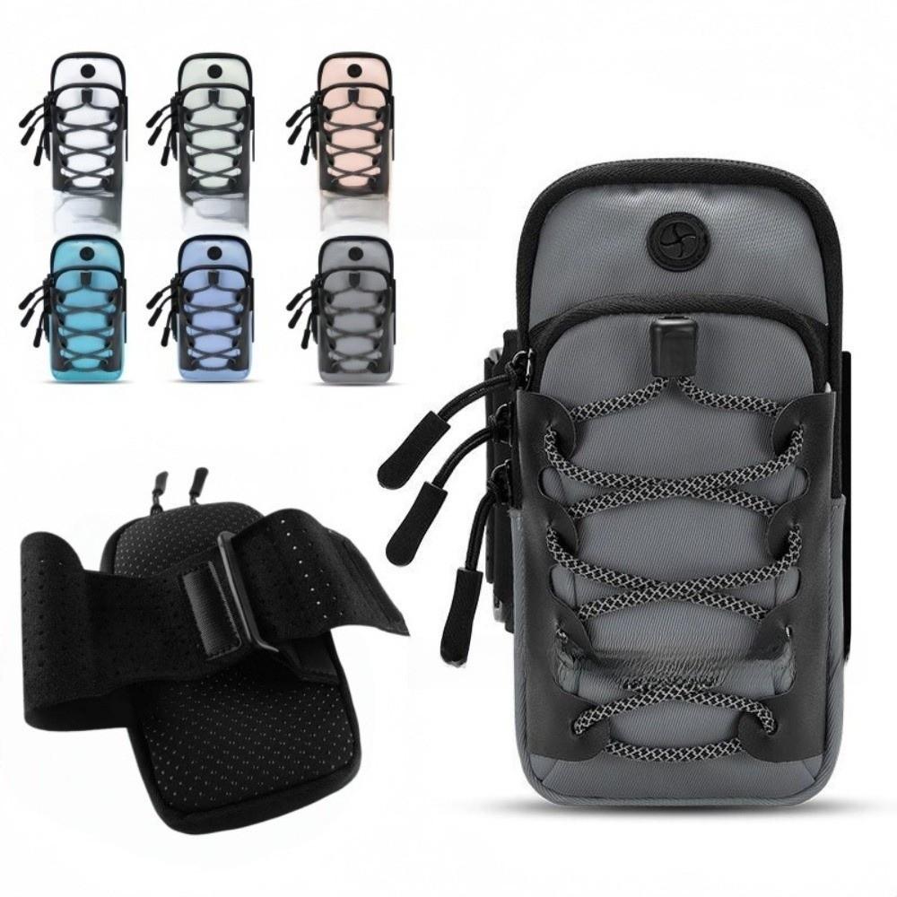 Double Zipper Sports Arm Bag Reflective Cord Trim Wrist Pouch Wear-Resistant Phone Armband Fitness