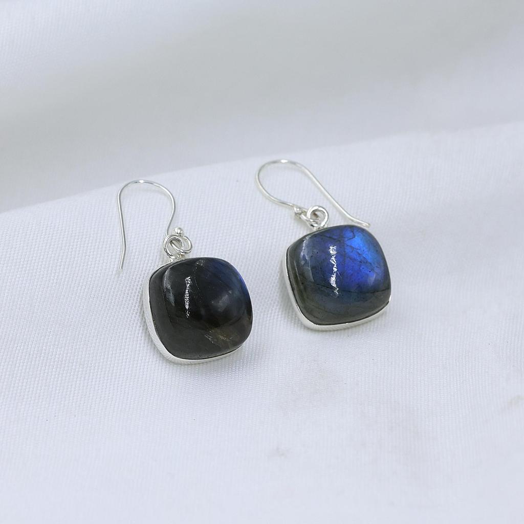 Серебряные серьги с драгоценным камнем лабрадорит, 925 пробы, ювелирное изделие ручной работы, подарок для нее