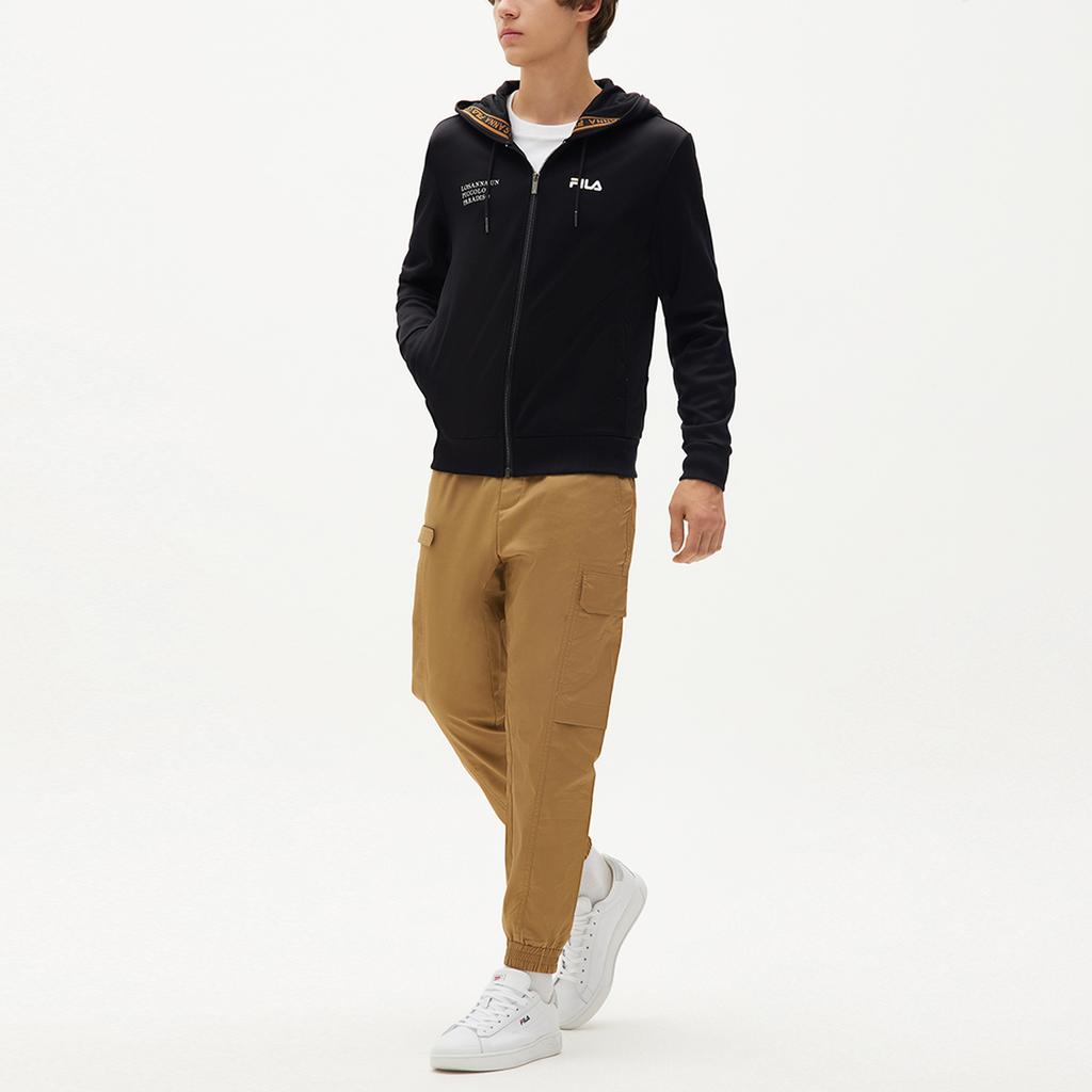 Fila Худи спортивная вязаная с принтом логотипа для мужчин, куртки, черная F11M138552F-BK