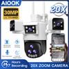 AIOOK 20X Zoom Outdoor Camera HD 30MP WiFi Camera 5 Lens 3 Screen Waterproof Night Vision Two Way Intercom Mobile Tracking Smart PTZ IP CCTV