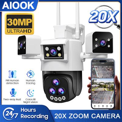 AIOOK 20-кратный зум наружная камера HD 30MP WiFi камера 5 объективов 3 экрана водонепроницаемый ночное видение двухсторонняя связь мобильное отслеживание Smart PTZ IP CCTV