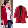 European & American Style Women's Solid Color Shawl Collar Blazer - Casual, Versatile for Spring & Autumn