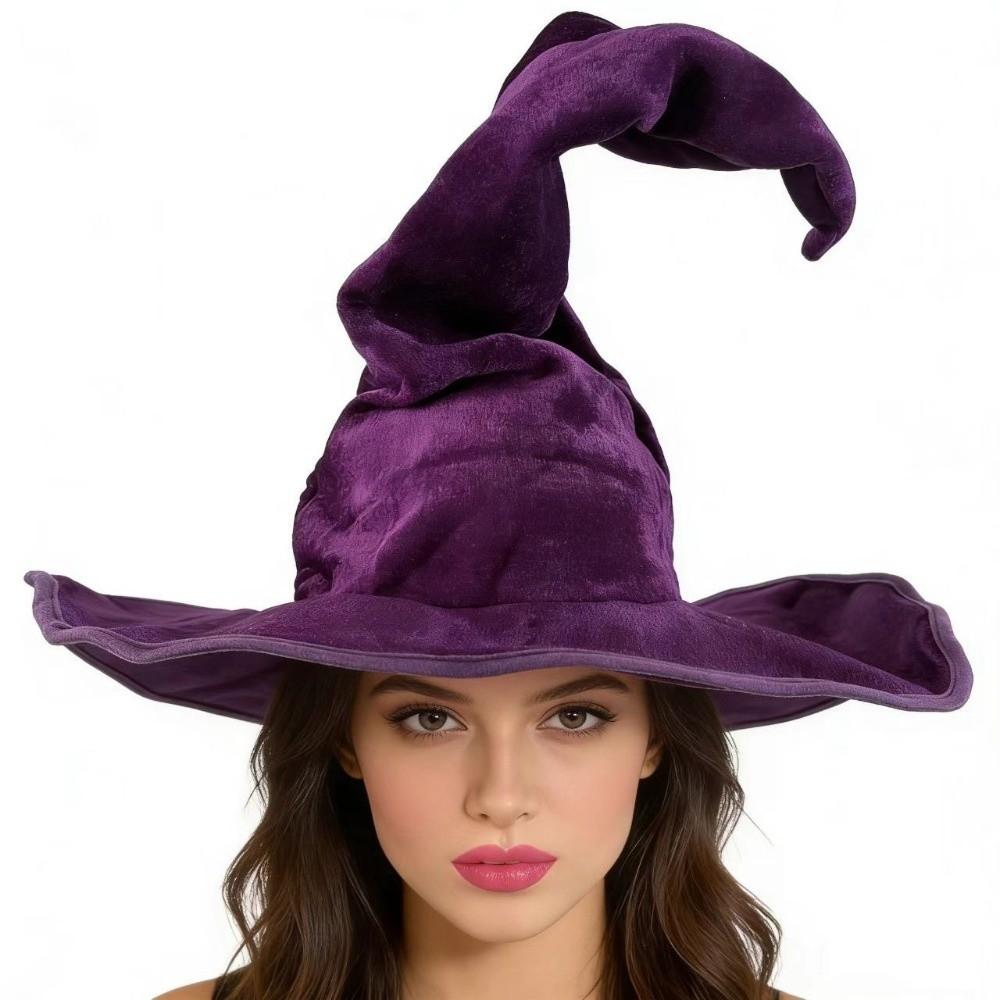 Tall Pointed Cone Top Halloween Wizard Hat Large Wide Brim Pointed Mage Hat Halloween Party