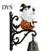 Атмосферный ночник Хэллоуин Вверх Призрак Тыква Дверной колокольчик, Винтажный настенный колокольчик из смолы со светящимися элементами 'Trick or Treat' Теплое свечение,
