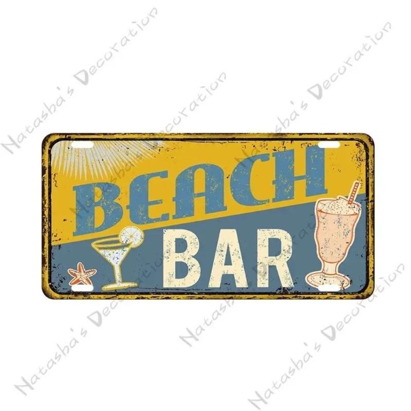 Beach Summer Surf License Plate, Metal Wall Decor 30x15cm
