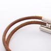 Used HERMES Tourni Tresse Bracelet Bracelet leather Stainless Steel Brown Silver Used Women