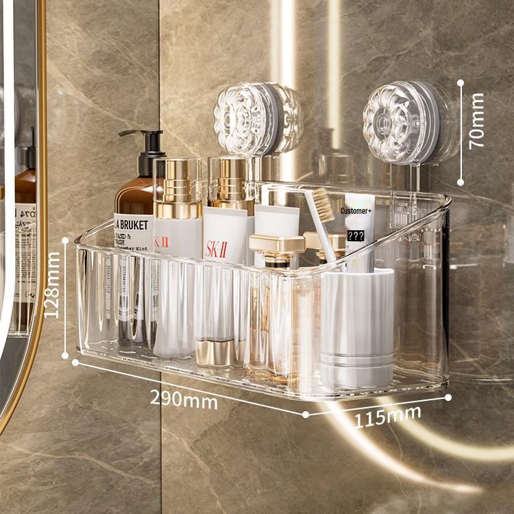 Настенная полка-органайзер на присосках без сверления для ванных принадлежностей и косметики