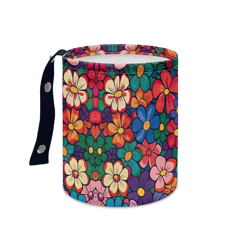 Daisy Cute Collapsible Portable Trash Can for Car Front Seat, Back Seat, Floor, Headrest Rubbish Bin