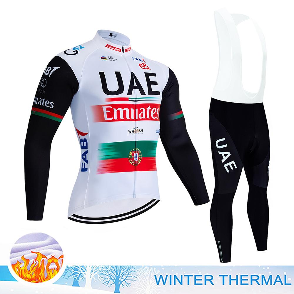 UAE Men's Cycling Clothing Men Winter Man Cycling Set Maillot Mtb Man Clothes Sets Riding Suit Set Road Bike Wear Bib Shorts