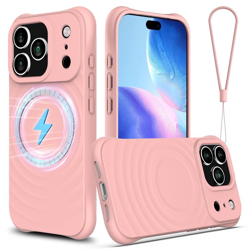 For iPhone 17 Pro Max,17 Air Case Magnetic Soft TPU Liquid Silicone Strap Cover With Microfiber Lining for iPhone17