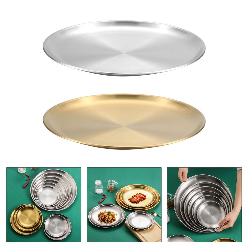 Set of 4 Elegant Meal Dish Set 304Stainless Steel Serving Plates Dinner Plate Suitable for Entertaining and Daily Use