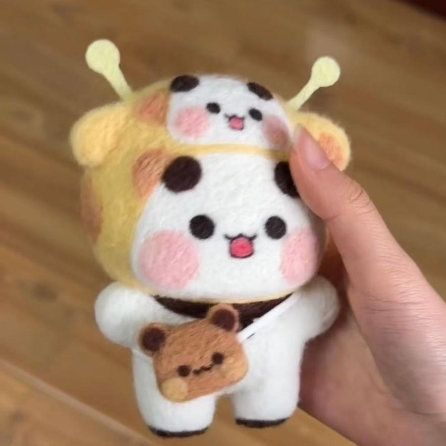Нетоксичный набор для валяния из шерсти Bubu Dudu, недоделанные куклы, набор для валяния своими руками, панда Иер, ручная работа, подарок своими руками, войлочные поделки Животные