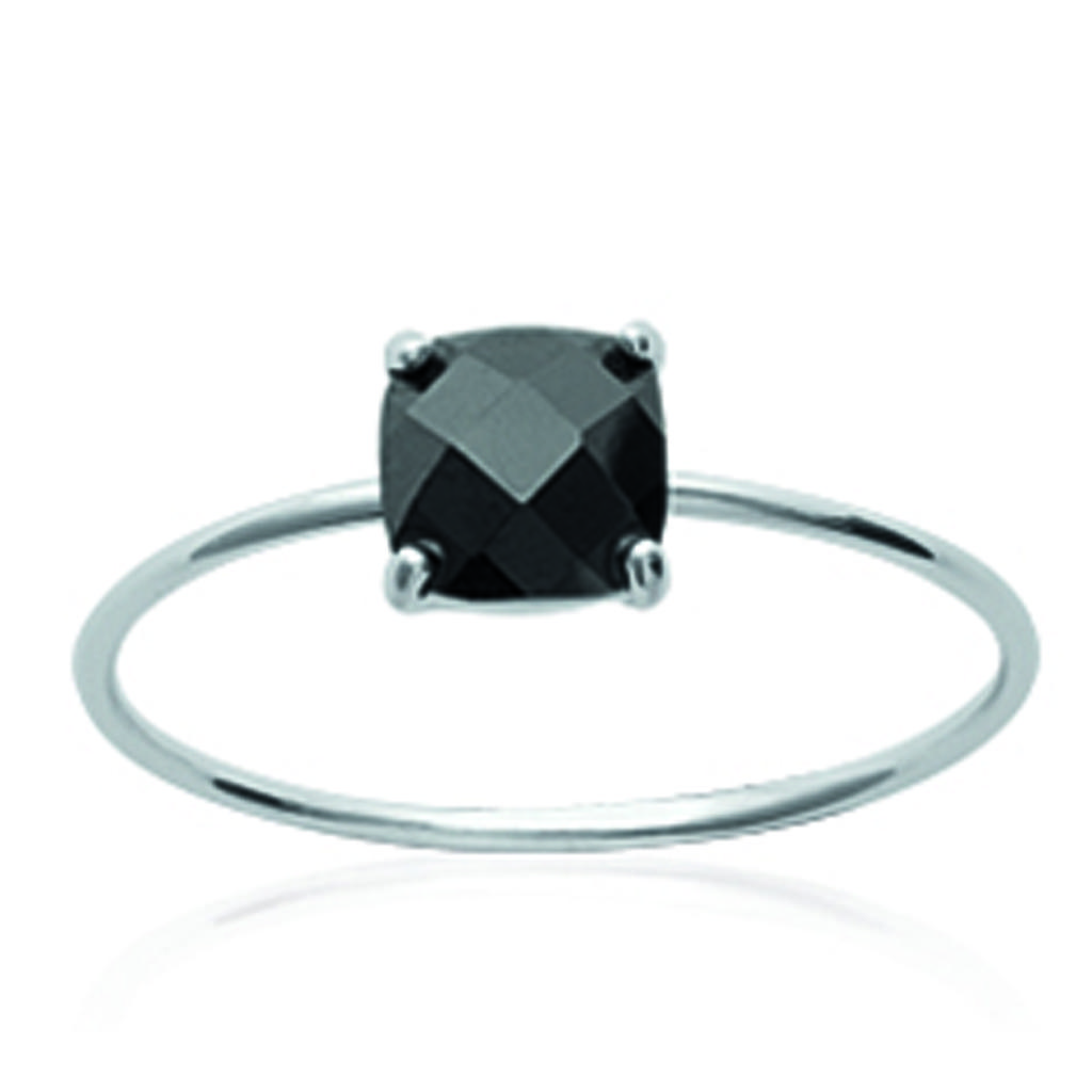 Silver Ring 'Unique' Black Silver (rhodium) - 6x6 Mm