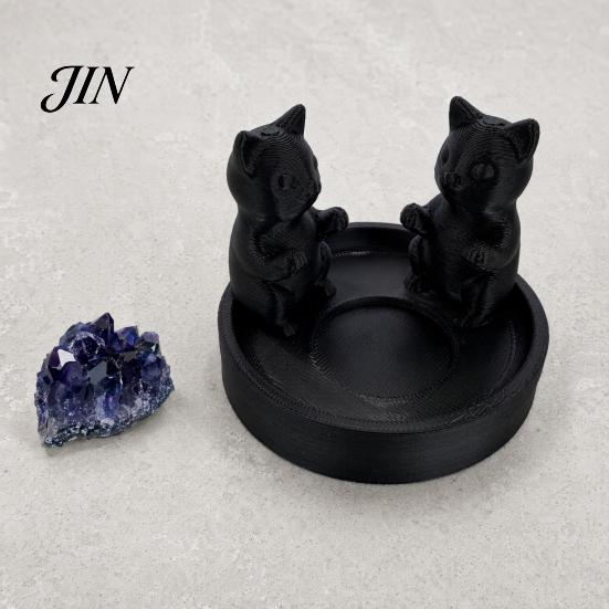 3D Printed Cat Ornament Candle Holder, Matte Sanding Aesthetic Desktop Decor, Integrated Showcase Display Smooth Curved Sculpture, Home Decoration for