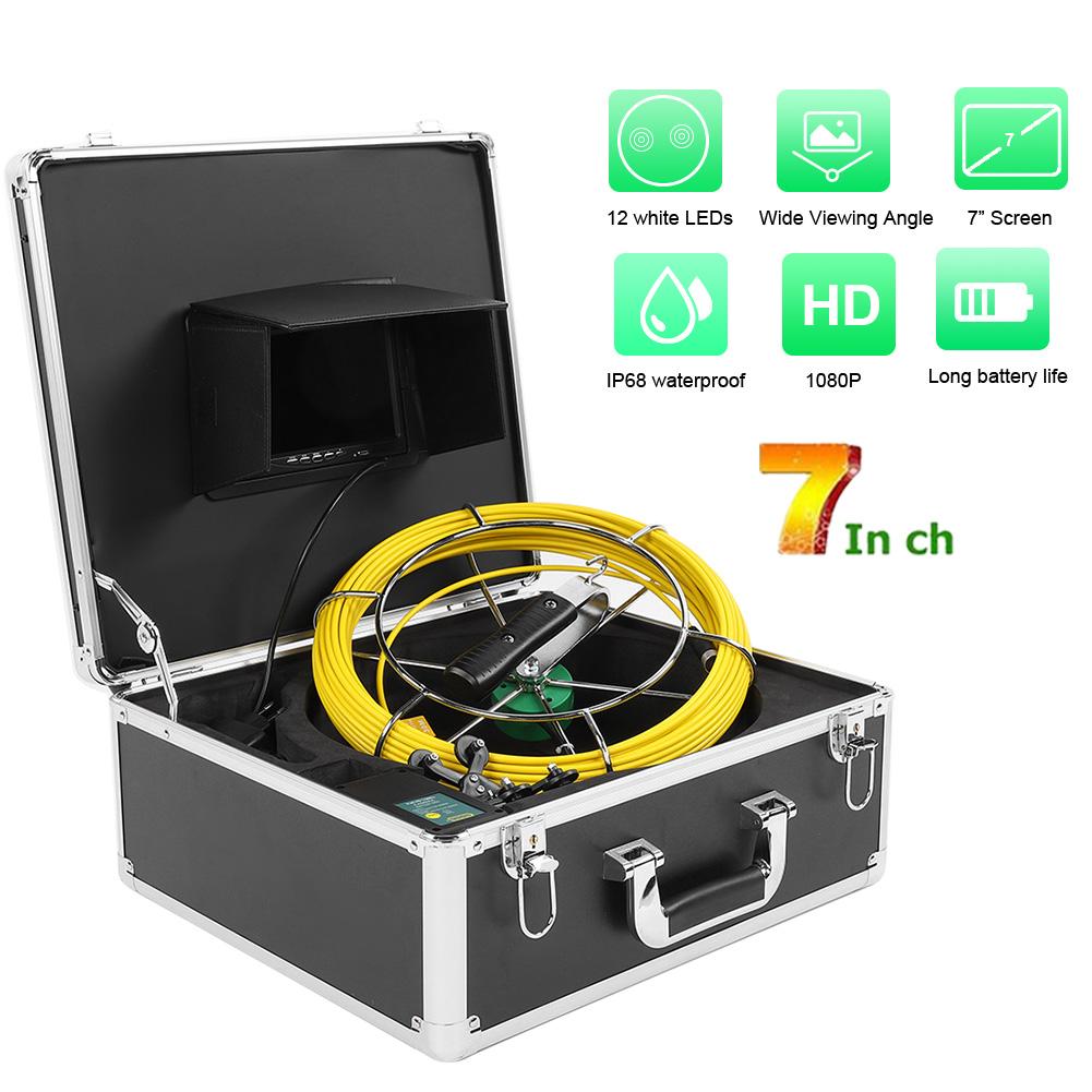 7in Monitor 1080P Dual Camera IP68 Waterproof with 30Meters Cable Underground Pipe Inspection System