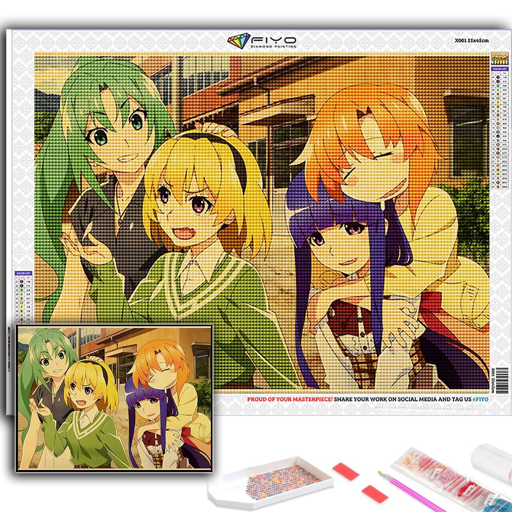 5D Алмазная картина Аниме Когда они плачут Хигураши DIY Алмазная вышивка Горный хрусталь Украшение дома