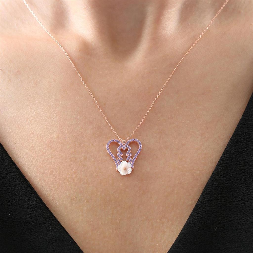 Angel Wing Magnolia Flower Rose Color Flowers Silver Necklace