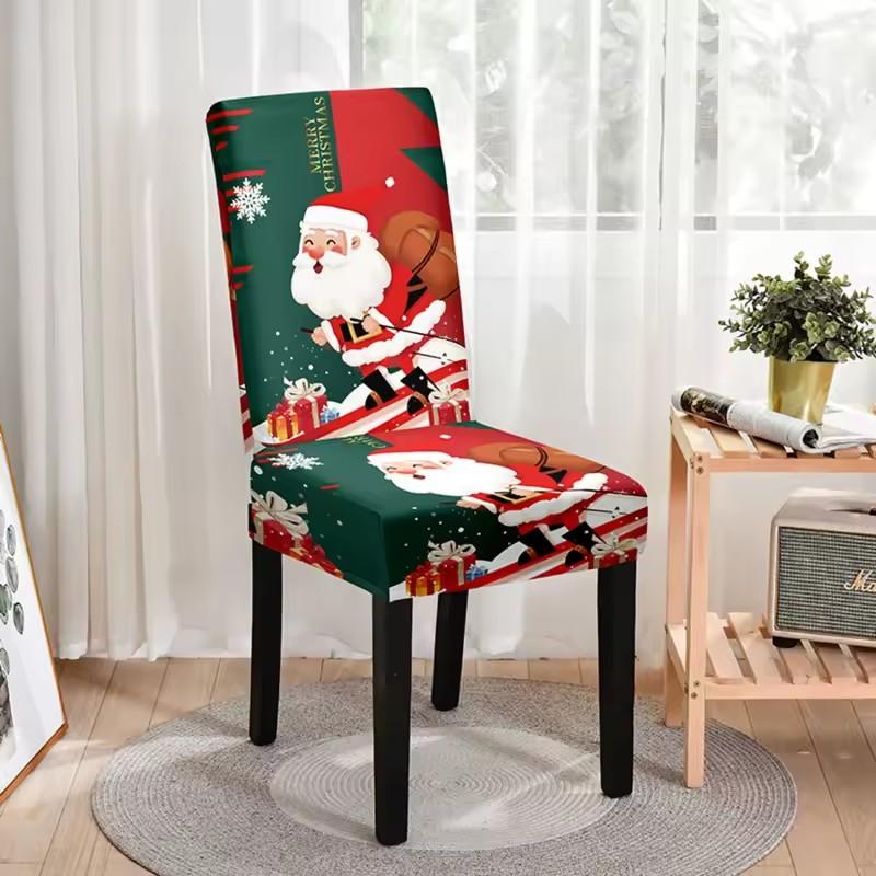 Christmas Chair Cover, All-Inclusive, Suitable for European and American High Chairs, Dining Chair Cover, Atmosphere Decoration, Elastic Chair Cover