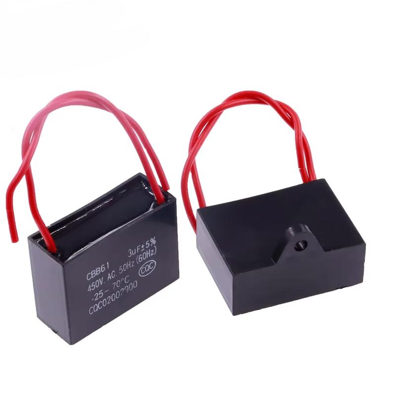 Конденсатор CBB61 450 В Пусковой конденсатор вентилятора 450 В переменного тока Конденсаторы вентилятора 1 мкФ/1,2 мкФ/1,5 мкФ/2 мкФ/2,5 мкФ/3 мкФ/4 мкФ/5 мкФ/6 мкФ/10 мкФ