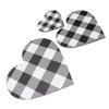 3Pcs Heart Shaped Wood Sign Plaid Wooden Wall Decor Rustic Hanging Plaque for Kitchen Bedroom Bathro