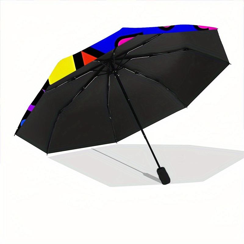 1pc “Z”Colorful Pattern Automatic Folding Umbrella, Portable & Foldable Design with 8 Ribs, Casual Outdoor Accessory yy250805069