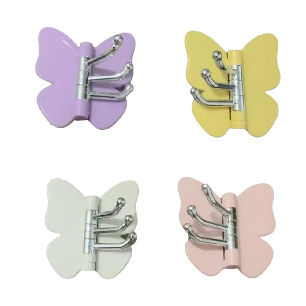 4PCS Self Adhesive Rotating Butterfly Wall Hooks Wall Mounted Corner Hooks Bedroom