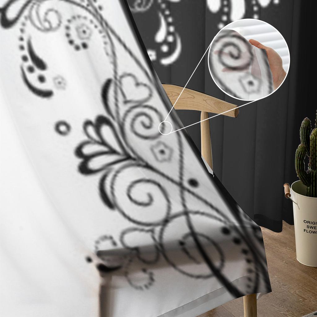 Black And White Floral Sheer Curtain For Living Room Modern Voile Tulle Window Curtains For Bedroom Kitchen Drapes